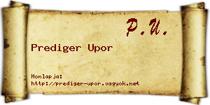 Prediger Upor névjegykártya